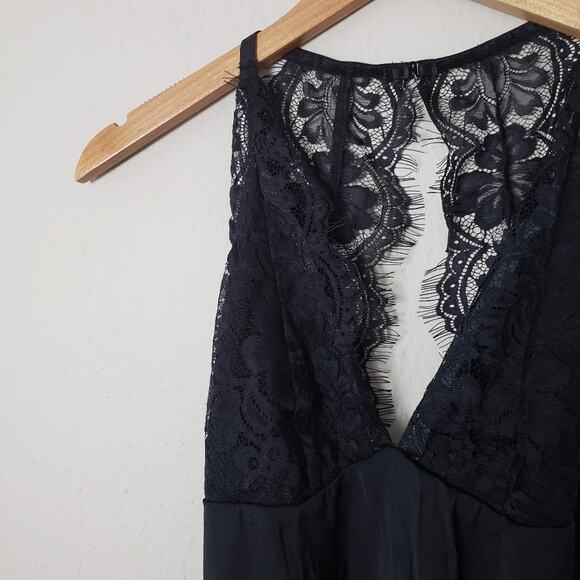 NWT Free People Melrose Black Lace V-Neck Bodysuit Open Back One Piece XS - Picture 5 of 12